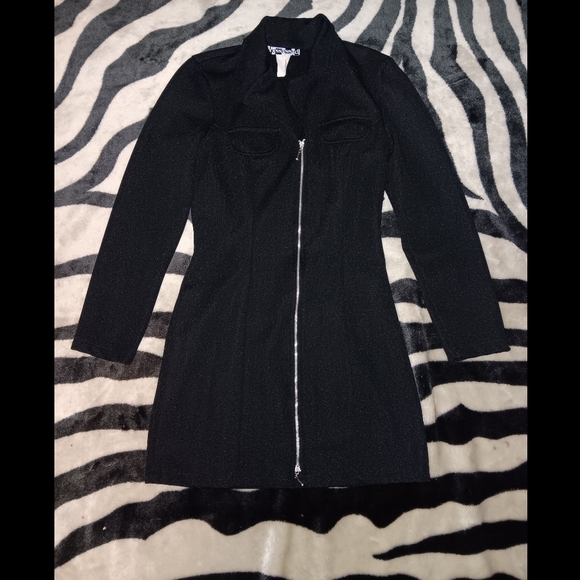 80s black longsleeve zip up vintage possessed dress - Picture 1 of 2